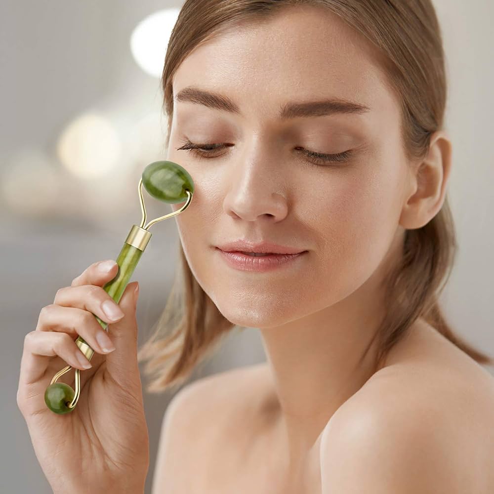 Rouleau de Jade naturel - Massage facial anti-rides et éclat du teint